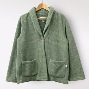 Karen Neuburger Jacket Small Mint Green Fleece Knit Retro Plush Pastel Teddy